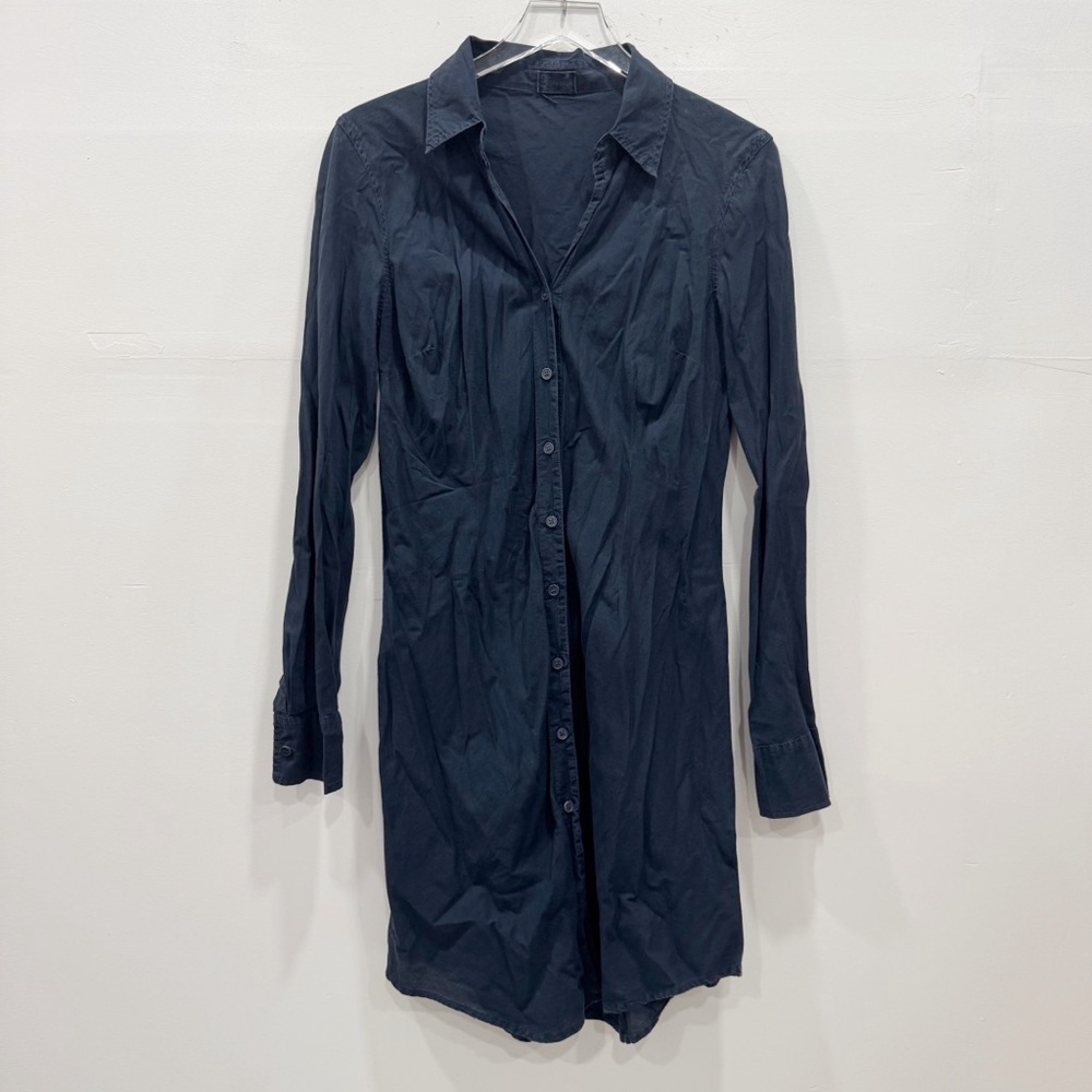CP Shades Long Sleeve Shirt Dress Button Up Blue Semi-Sheer Medium